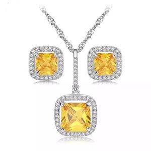 Canary diamonds cubic zirconia jewelry set